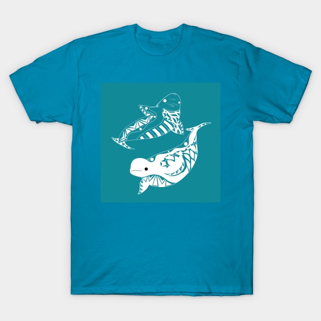 beluga whale in mayan pattern ecopop T-Shirt by jorge_lebeau